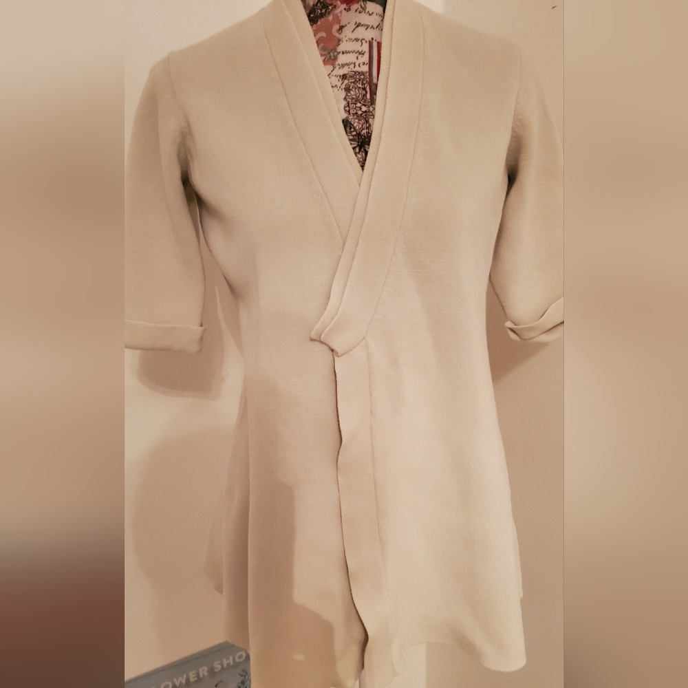 Eileen Fisher Cream Silk Cardigan Sweater, S